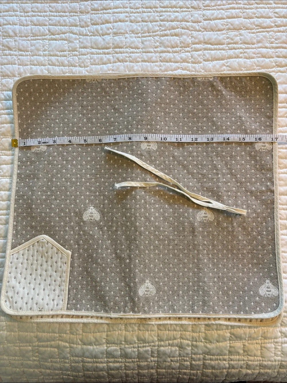Taupe Bee and Polka Dot Placemat and Matching Napkin Set of Four